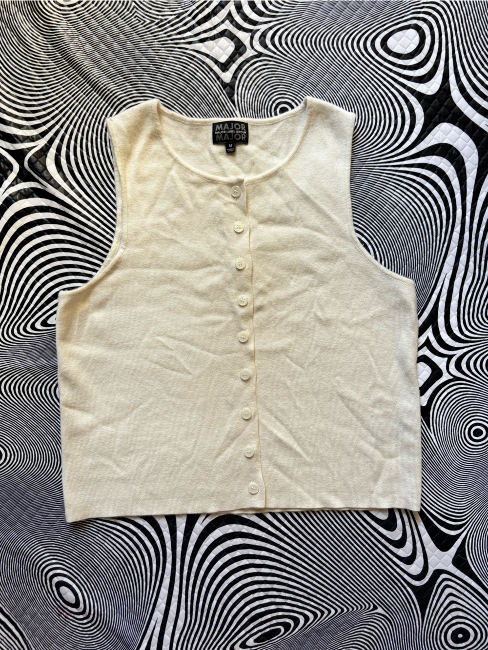 Major label group Cream Button-Front Knit Top